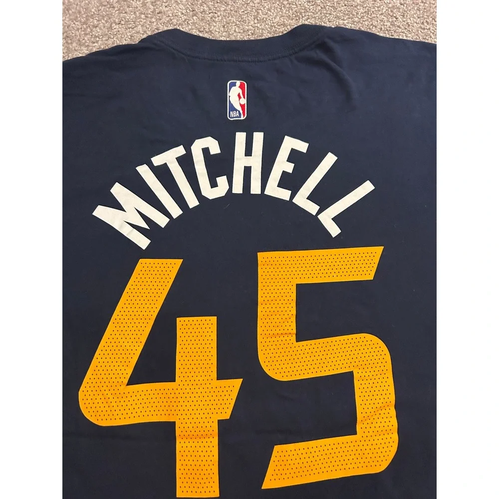 Nike Utah Jazz Donovan Mitchell 45 T-Shirt Mens‎ XL Navy Blue Excellent Graphic